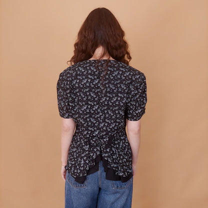 VIN-BLO-34935 Vintage top εμπριμέ made in Italy S