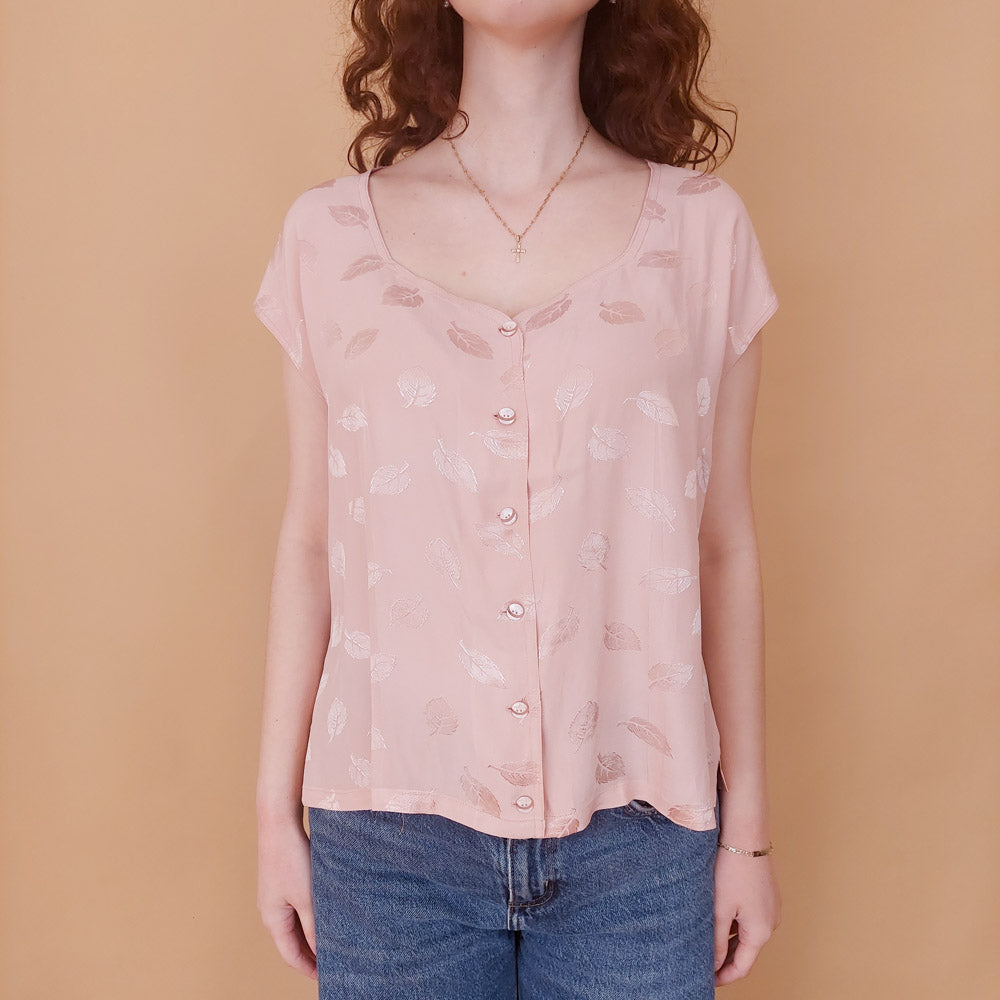 VIN-BLO-34845 Vintage top ροζ αέρινο L