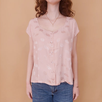VIN-BLO-34845 Vintage top ροζ αέρινο L