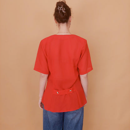 VIN-BLO-34921 Vintage top κόκκινο με ιδιαίτερα κουμπιά M