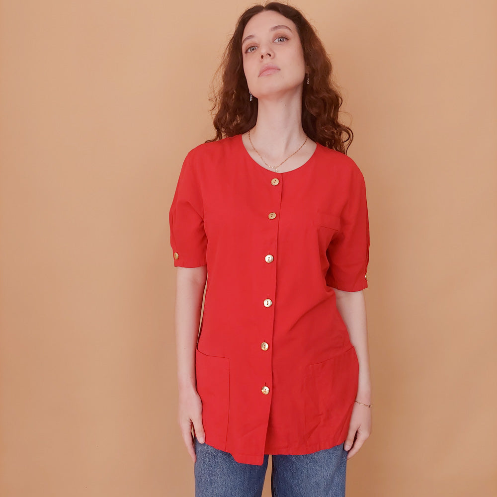 VIN-BLO-34928 Vintage top κόκκινο M