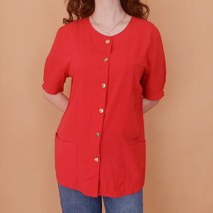 VIN-BLO-34928 Vintage top κόκκινο M