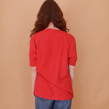 VIN-BLO-34928 Vintage top κόκκινο M