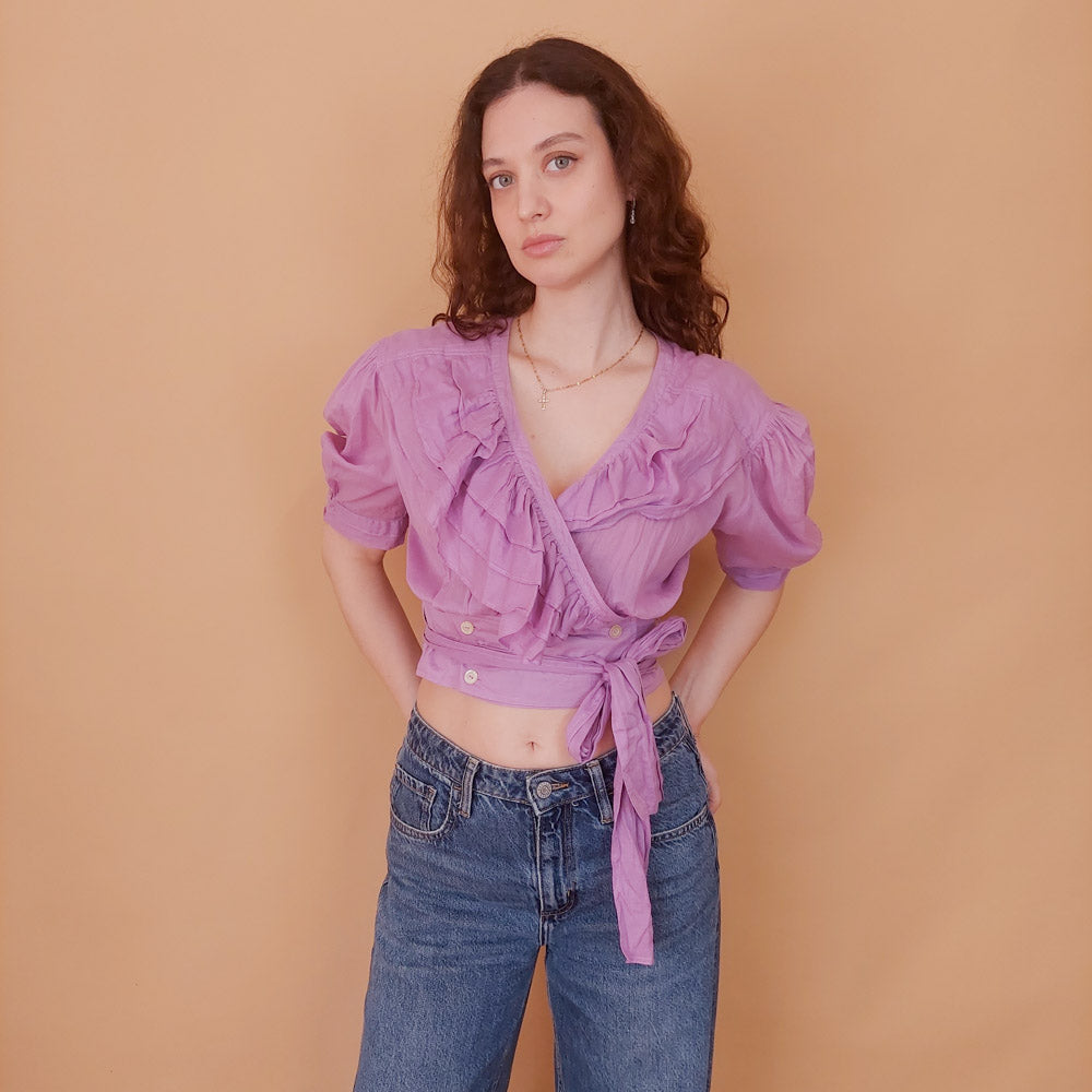 VIN-BLO-34929 Vintage top λιλά S-M