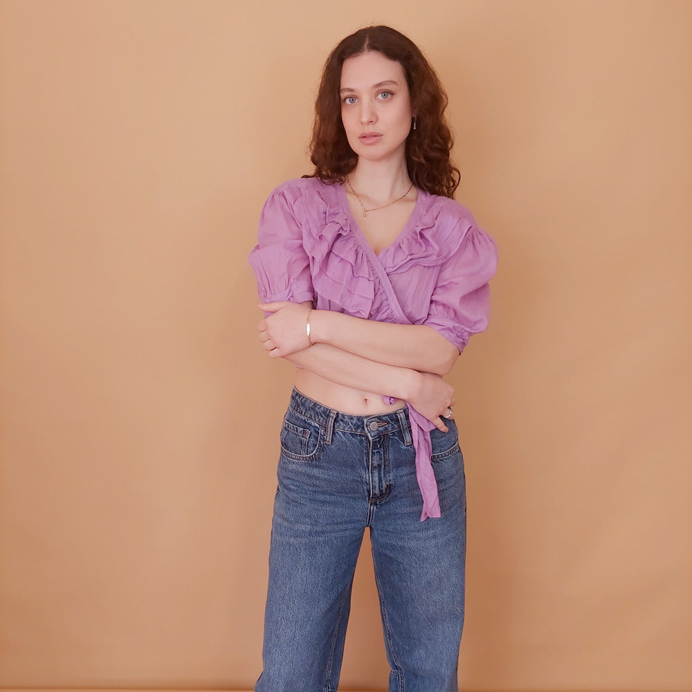 VIN-BLO-34929 Vintage top λιλά S-M