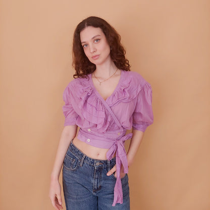 VIN-BLO-34929 Vintage top λιλά S-M