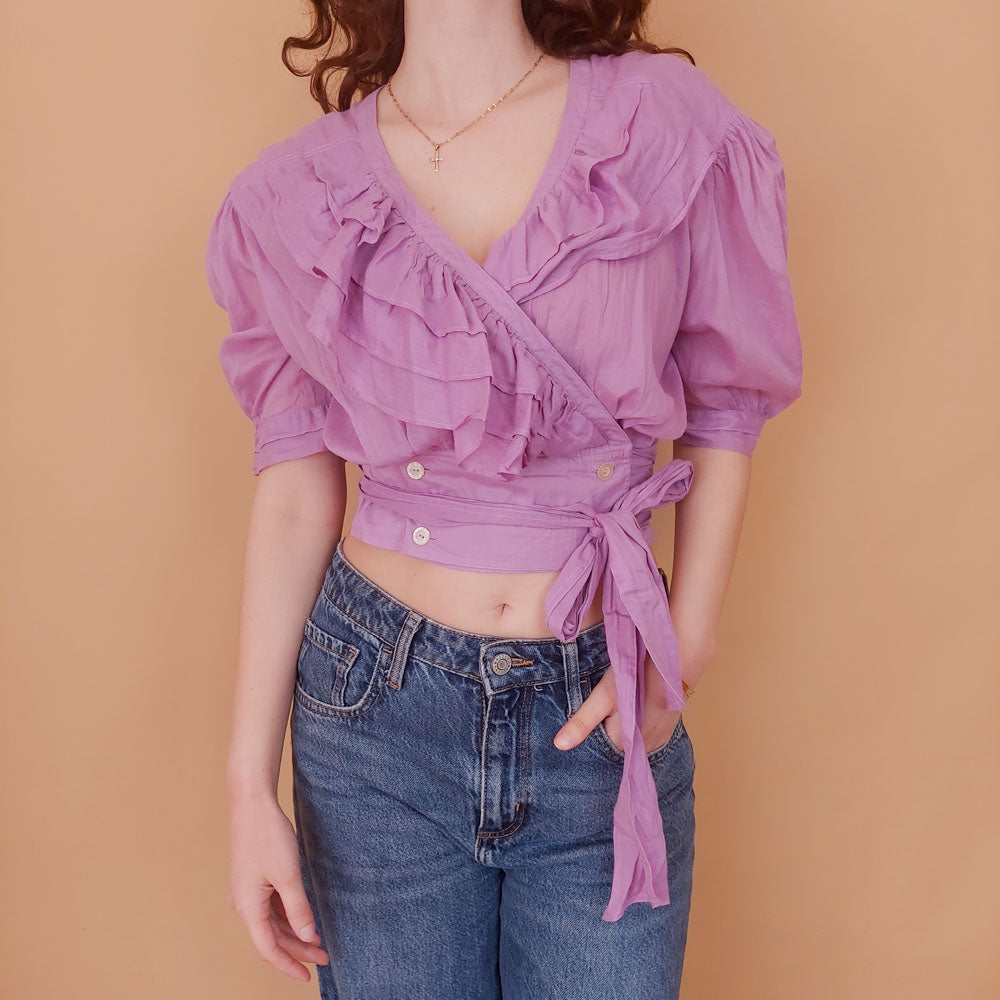 VIN-BLO-34929 Vintage top λιλά S-M