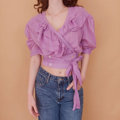 VIN-BLO-34929 Vintage top λιλά S-M