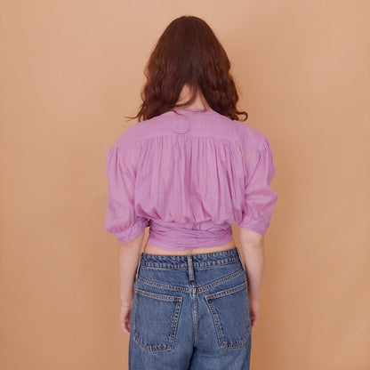 VIN-BLO-34929 Vintage top λιλά S-M