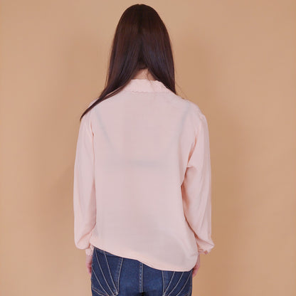 VIN-BLO-32548 Vintage πουκάμισο μεταξωτό ροζ L-XL