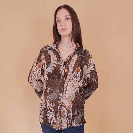 VIN-BLO-32549 Vintage πουκάμισο εμπριμέ M-L