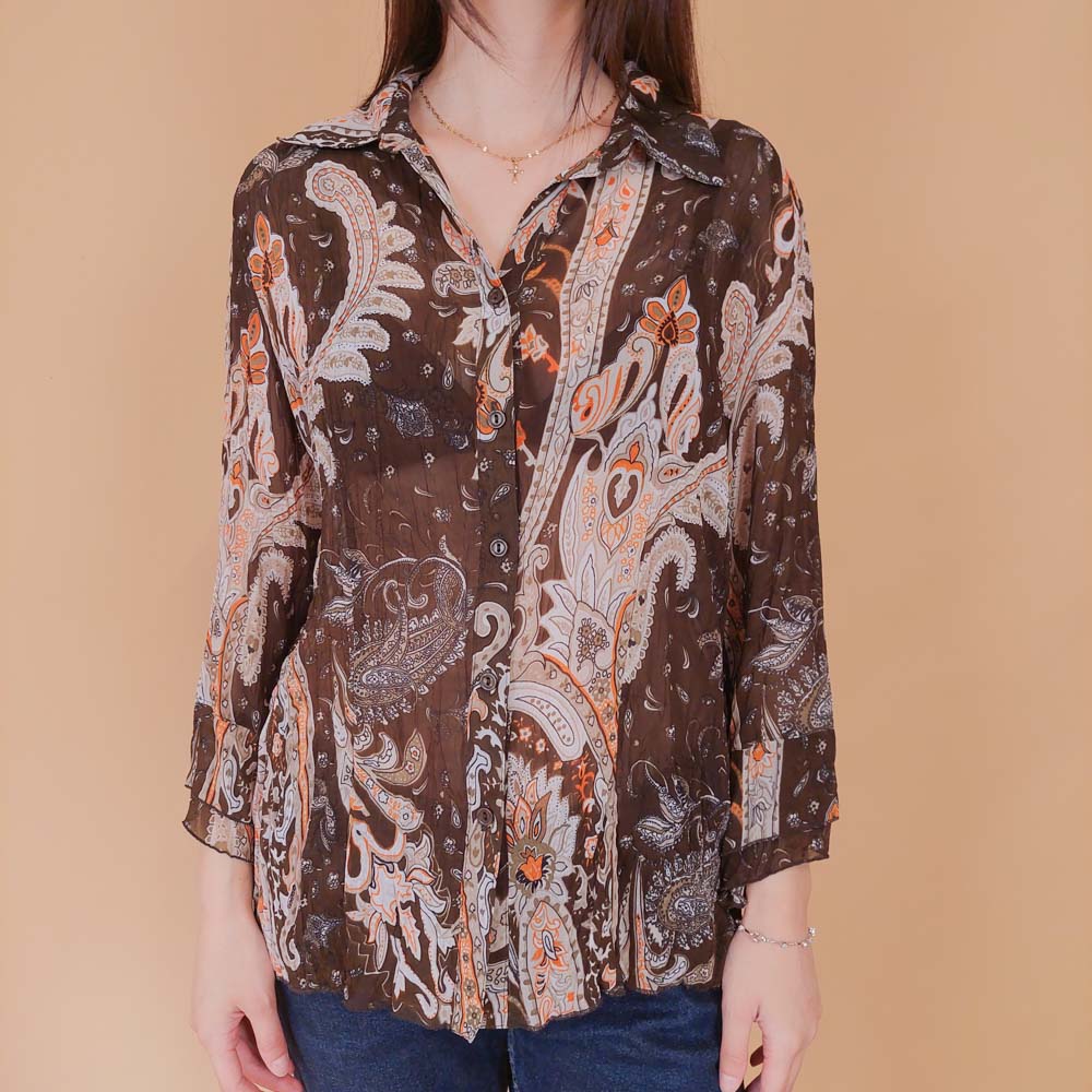 VIN-BLO-32549 Vintage πουκάμισο εμπριμέ M-L