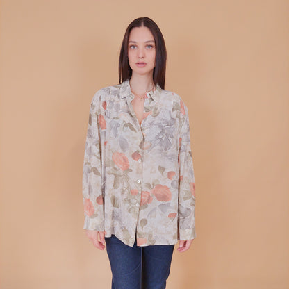 VIN-BLO-32550 Vintage πουκάμισο floral L-XL