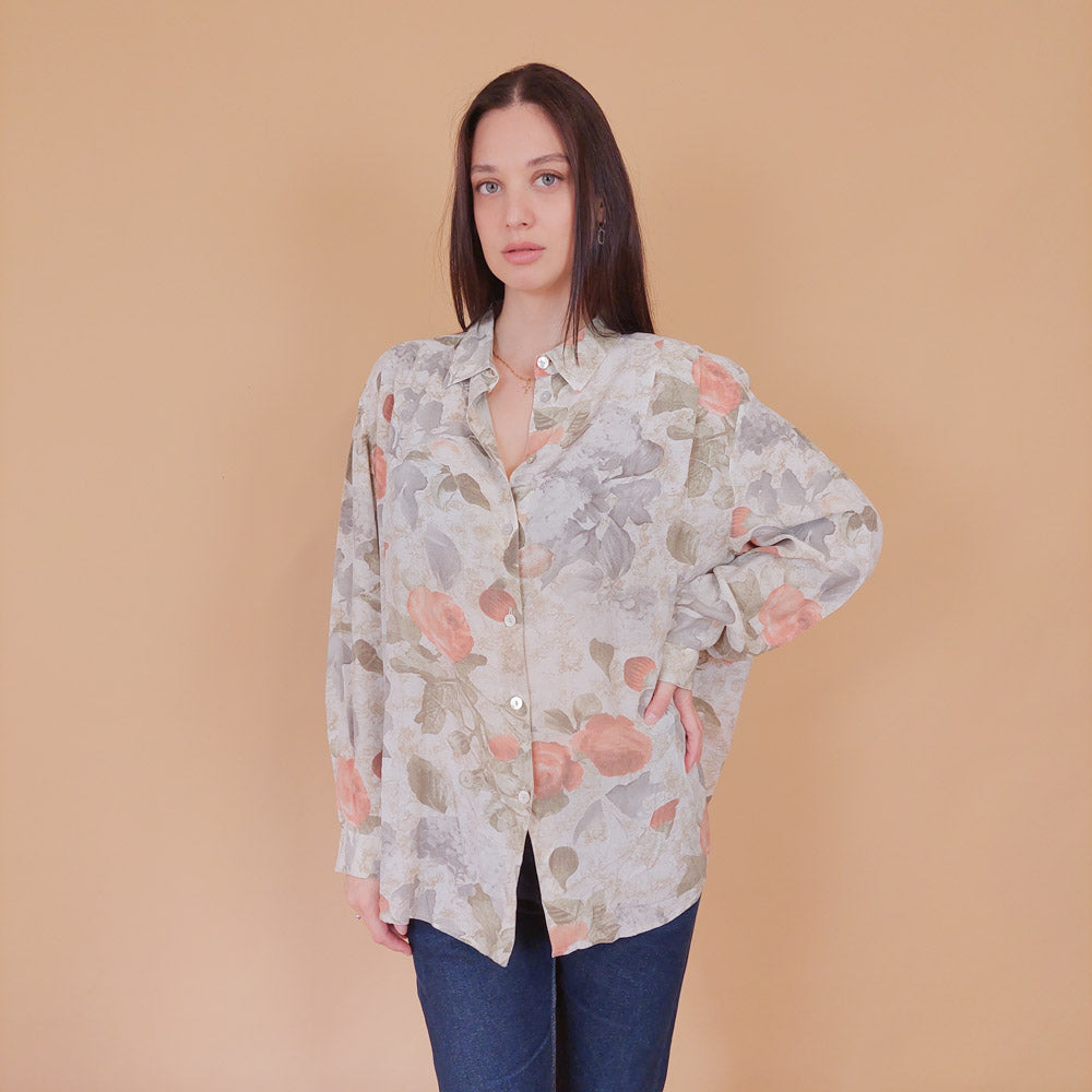 VIN-BLO-32550 Vintage πουκάμισο βισκόζη floral L-XL