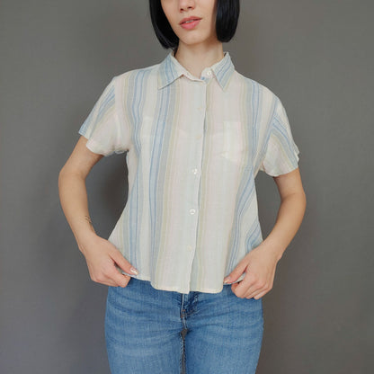 VIN-BLO-27258 Vintage πουκάμισο ριγέ S-M