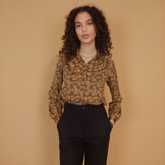 VIN-BLO-29238 Vintage πουκάμισο εμπριμέ S