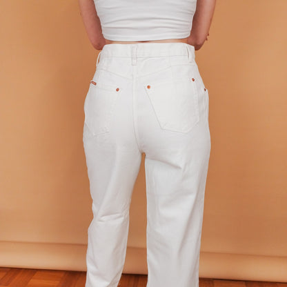 VIN-TR-27424 Vintage παντελόνι denim ψηλόμεσο λευκό L
