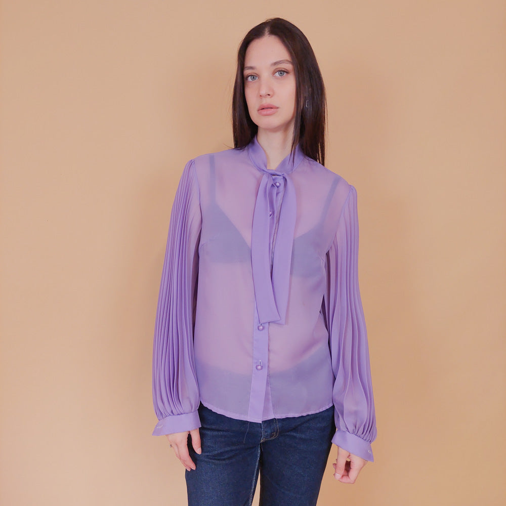 VIN-BLO-32533 Vintage πουκάμισο λιλά Μ