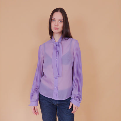 VIN-BLO-32533 Vintage πουκάμισο λιλά Μ