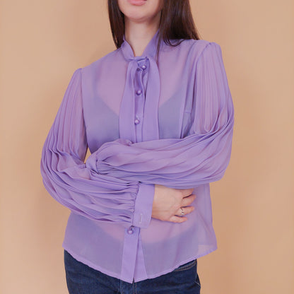 VIN-BLO-32533 Vintage πουκάμισο λιλά Μ