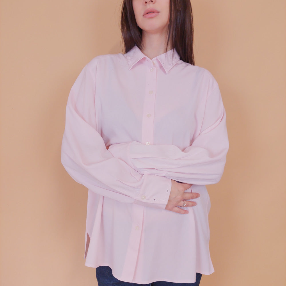 VIN-BLO-32532 Vintage πουκάμισο ροζ M-L