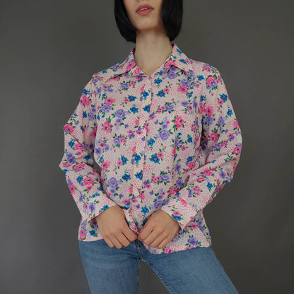 VIN-BLO-27264 Vintage πουκάμισο floral M-L