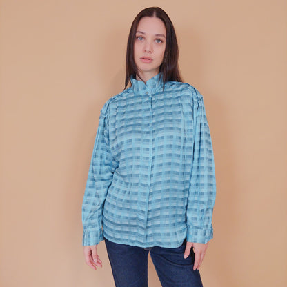 VIN-BLO-32530 Vintage πουκάμισο σιέλ M