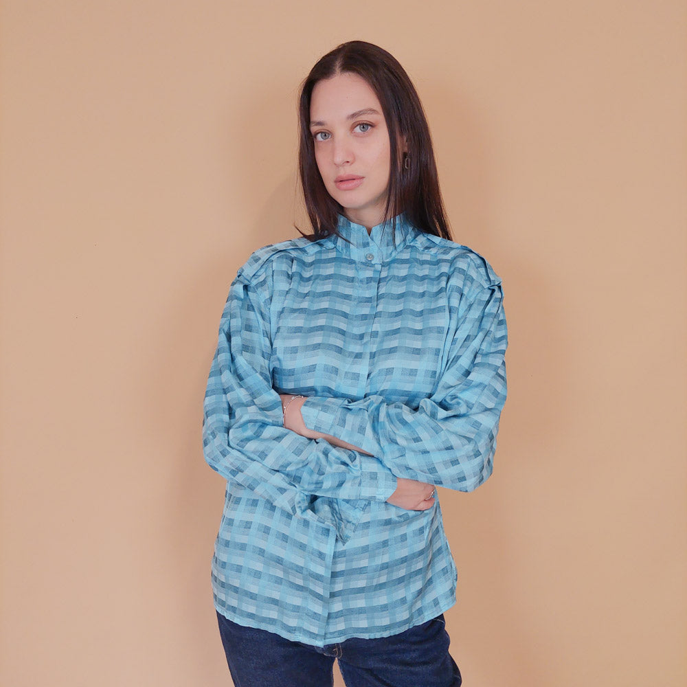 VIN-BLO-32530 Vintage πουκάμισο σιέλ M