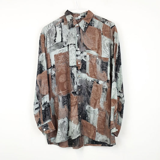 VIN-SHI-28837 Vintage πουκάμισο overshirt crazy pattern L