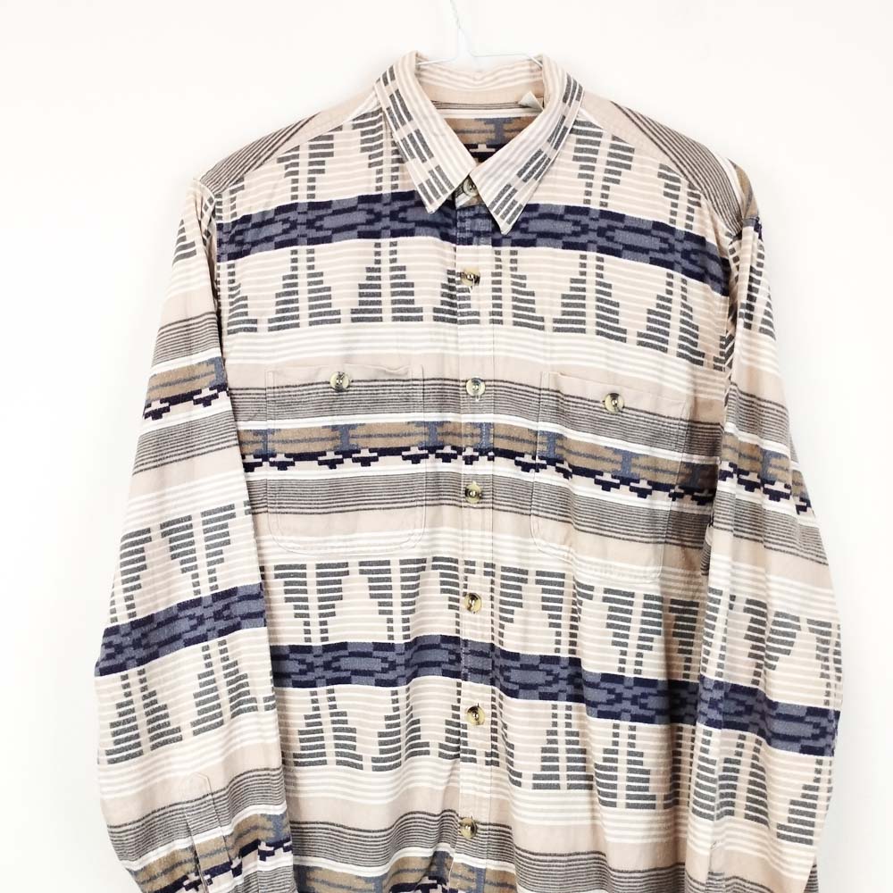 VIN-SHI-28837 Vintage πουκάμισο βαμβακερό overshirt crazy pattern L