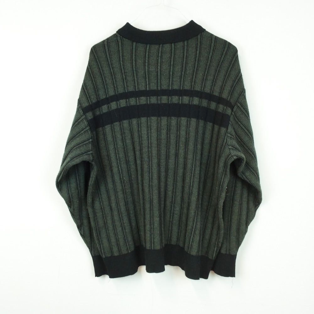 VIN-KNIT-28796 Vintage πλεκτή μπλούζα χακί L