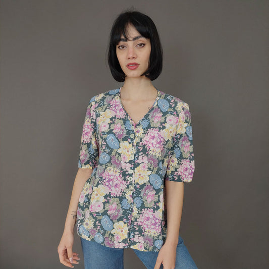 VIN-BLO-27022 Vintage πουκάμισο floral L
