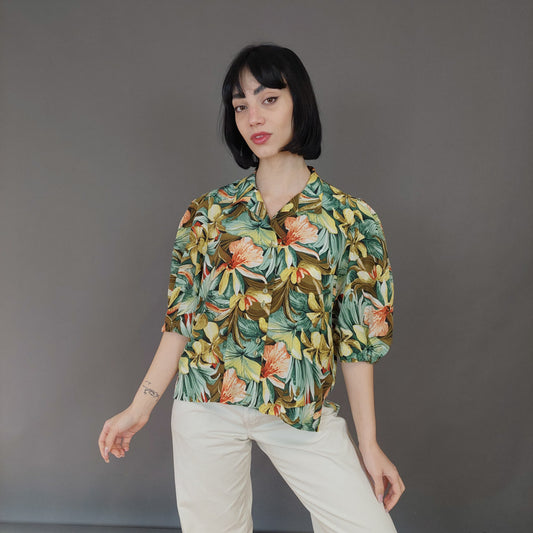 VIN-BLO-27017 Vintage πουκάμισο floral M-L