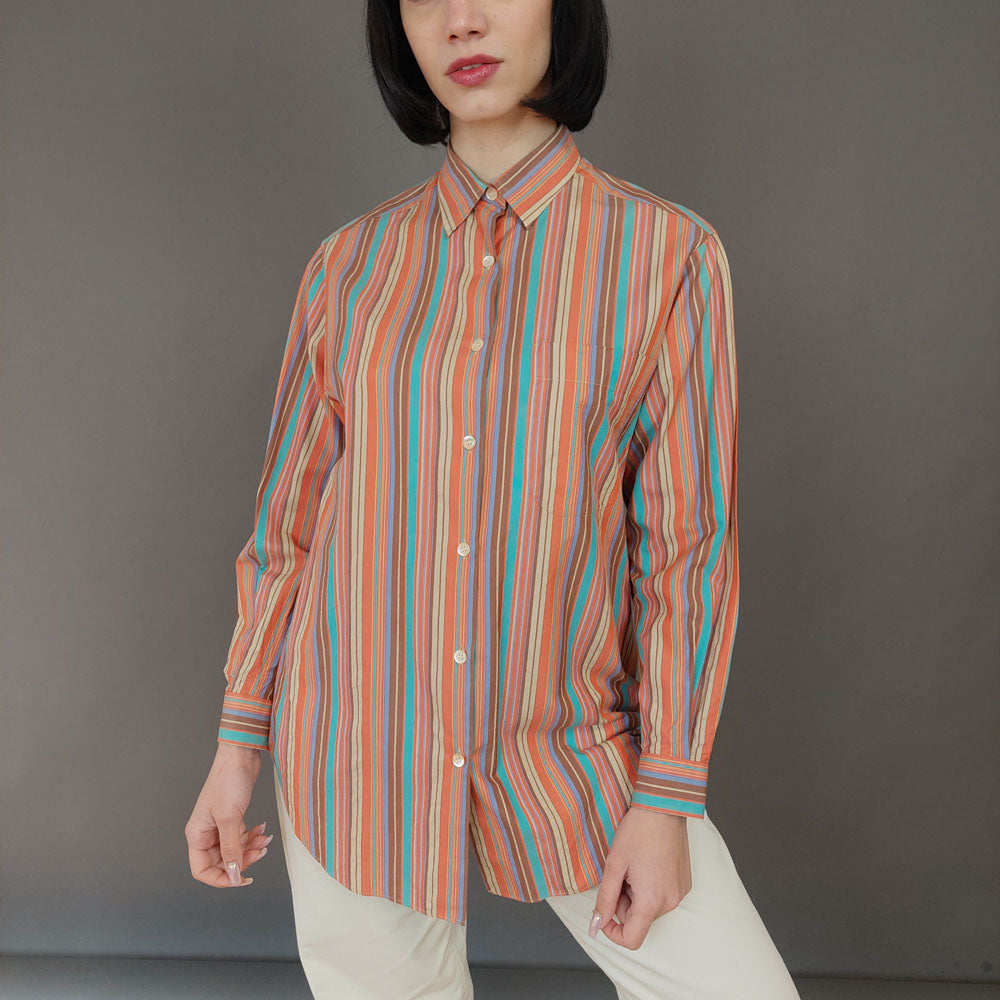 VIN-BLO-26997 Vintage πουκάμισο ριγέ M-L
