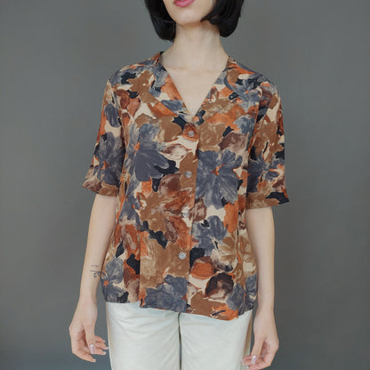 VIN-BLO-27026 Vintage πουκάμισο floral Μ-L