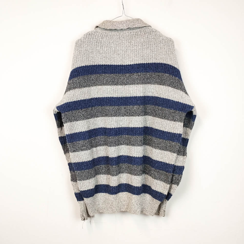 VIN-KNIT-28591 Vintage πλεκτή μπλούζα ριγέ L-XL