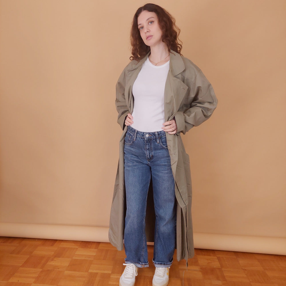 VIN-OUTW-34851 Vintage καμπαρντίνα χακί Μ-L