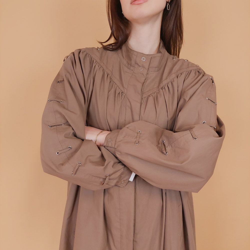 VIN-OUTW-34198 Vintage καμπαρντίνα γυναικεία καφέ M