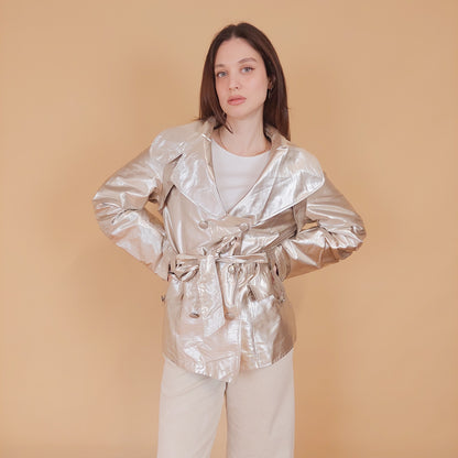 VIN-OUTW-34199 Vintage καμπαρντίνα κοντή μεταλλιζέ S