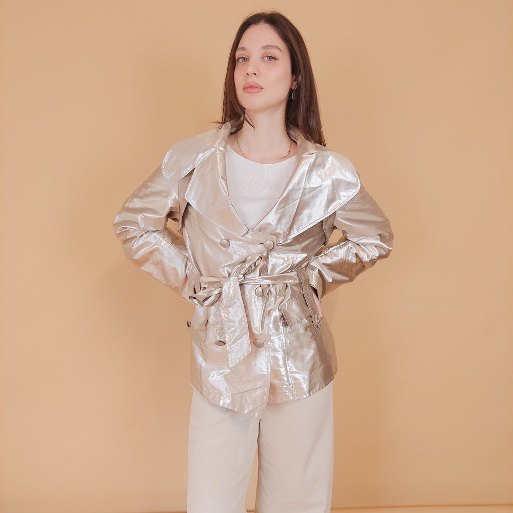 VIN-OUTW-34199 Vintage καμπαρντίνα κοντή μεταλλιζέ S