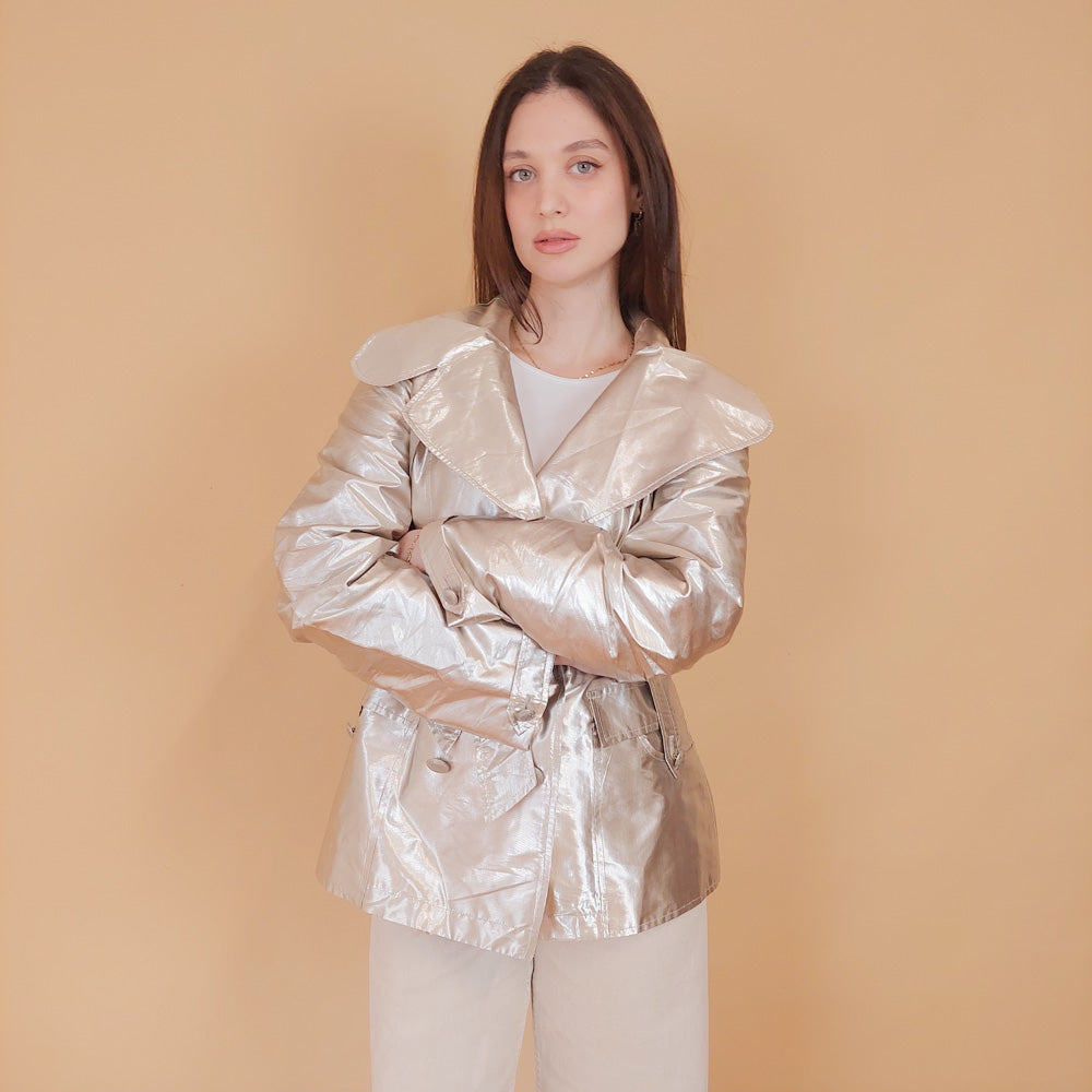 VIN-OUTW-34199 Vintage καμπαρντίνα κοντή μεταλλιζέ S