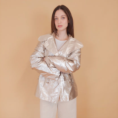 VIN-OUTW-34199 Vintage καμπαρντίνα κοντή μεταλλιζέ S