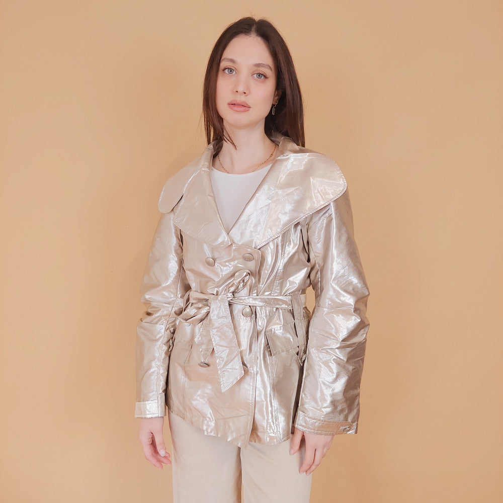 VIN-OUTW-34199 Vintage καμπαρντίνα κοντή μεταλλιζέ S