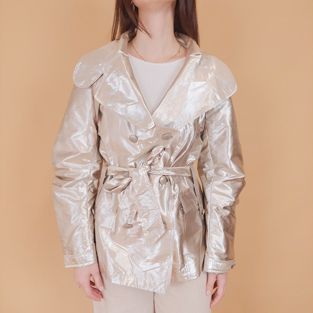 VIN-OUTW-34199 Vintage καμπαρντίνα κοντή μεταλλιζέ S