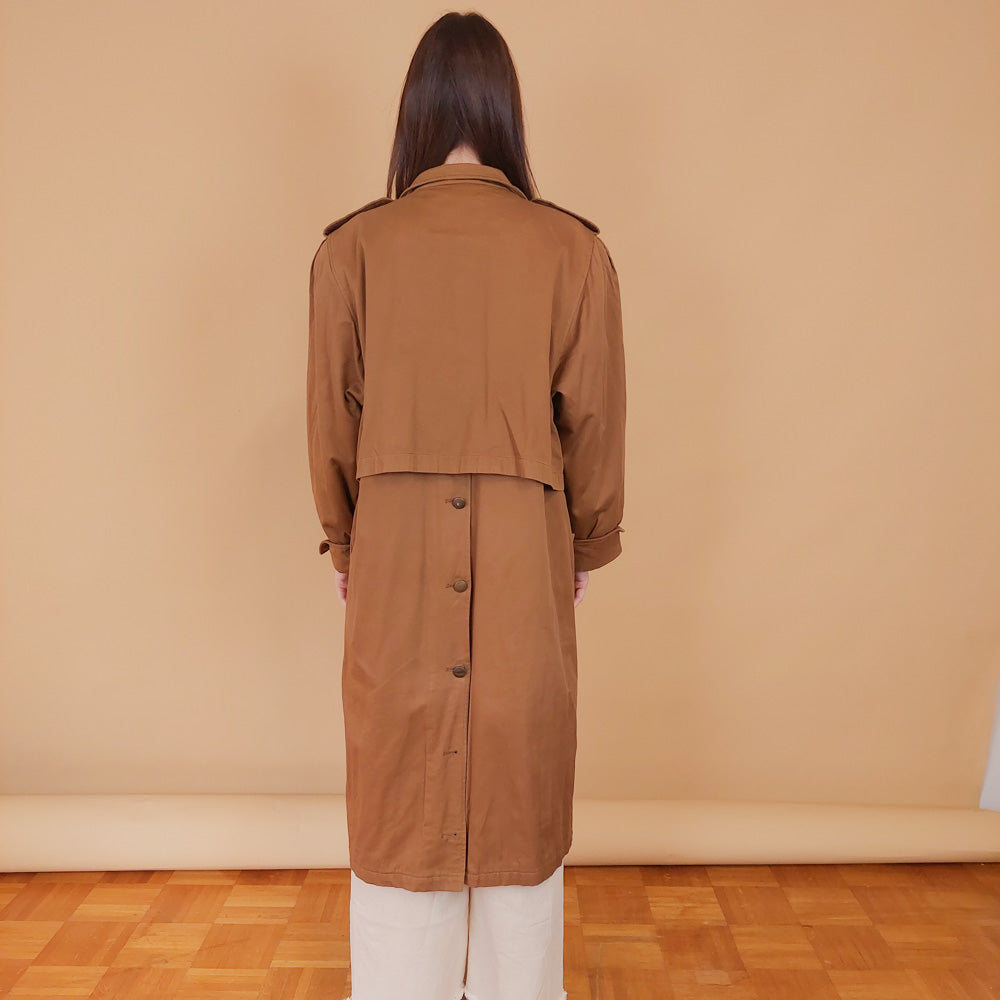 VIN-OUTW-34201 Vintage καμπαρντίνα γυναικεία καφέ S-M