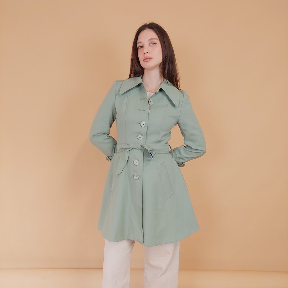 VIN-OUTW-34183 Vintage καμπαρντίνα γυναικεία μέντα XS