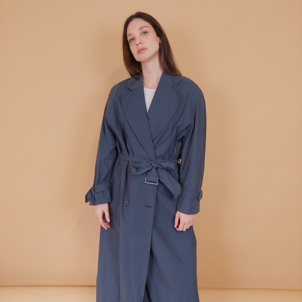 VIN-OUTW-34206 Vintage καμπαρντίνα γυναικεία μπλε L