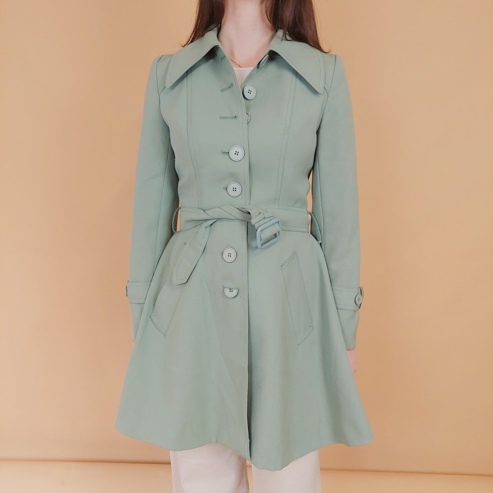 VIN-OUTW-34183 Vintage καμπαρντίνα γυναικεία μέντα XS