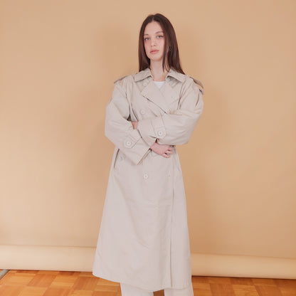 VIN-OUTW-34184 Vintage καμπαρντίνα γυναικεία μακριά μπεζ L