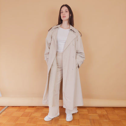 VIN-OUTW-34184 Vintage καμπαρντίνα γυναικεία μακριά μπεζ L